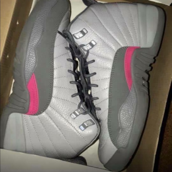 pink and gray jordans 12